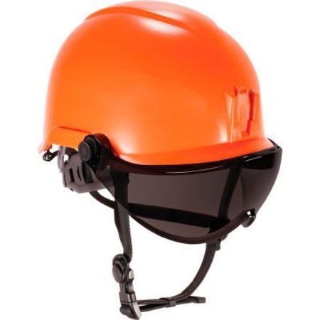 ERGODYNE Skullerz 8974V Class E Safety Helmet with Visor Kit, Anti-Fog Smoke Lens, Orange 60218
